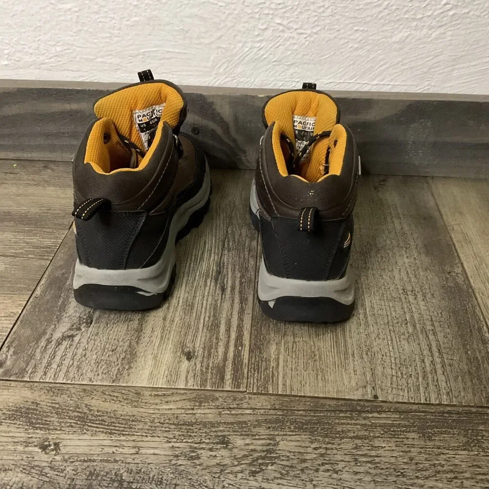 SIZE 1 PACIFIC MOUNTAIN KINGSTON JR HIKING BOOT WATERPROOF CHOCOLATE/ORANGE BOY